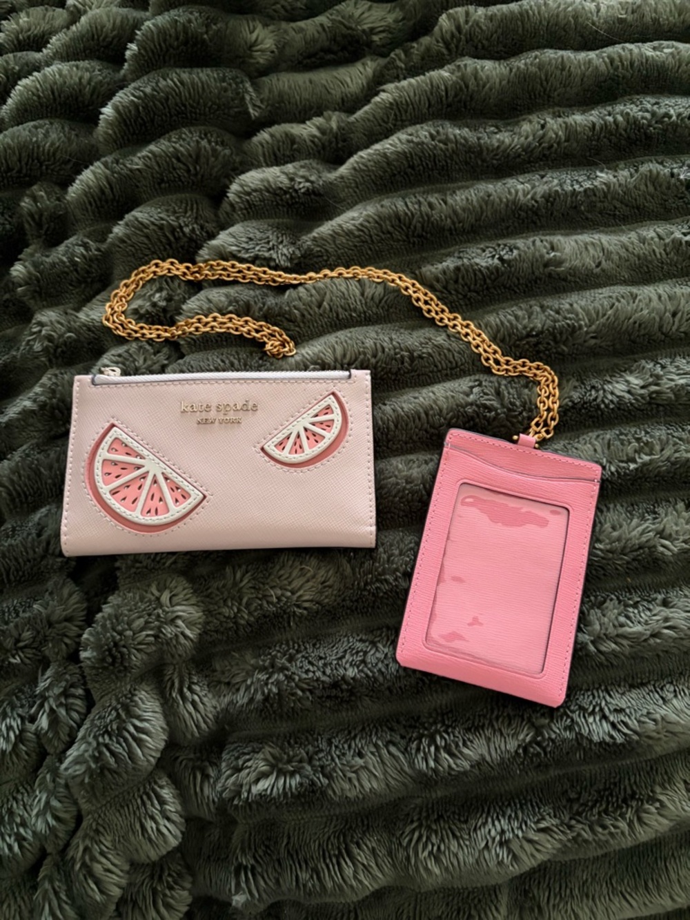 Kate Spade Pink Citrus Appliqué Wallet and Card Holder/ID/Tote bag